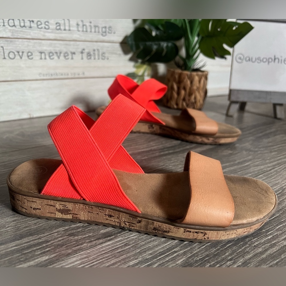 Cat & Jack Neon Orange & Tan Casual Kids’ Boho Sandals. Size 2